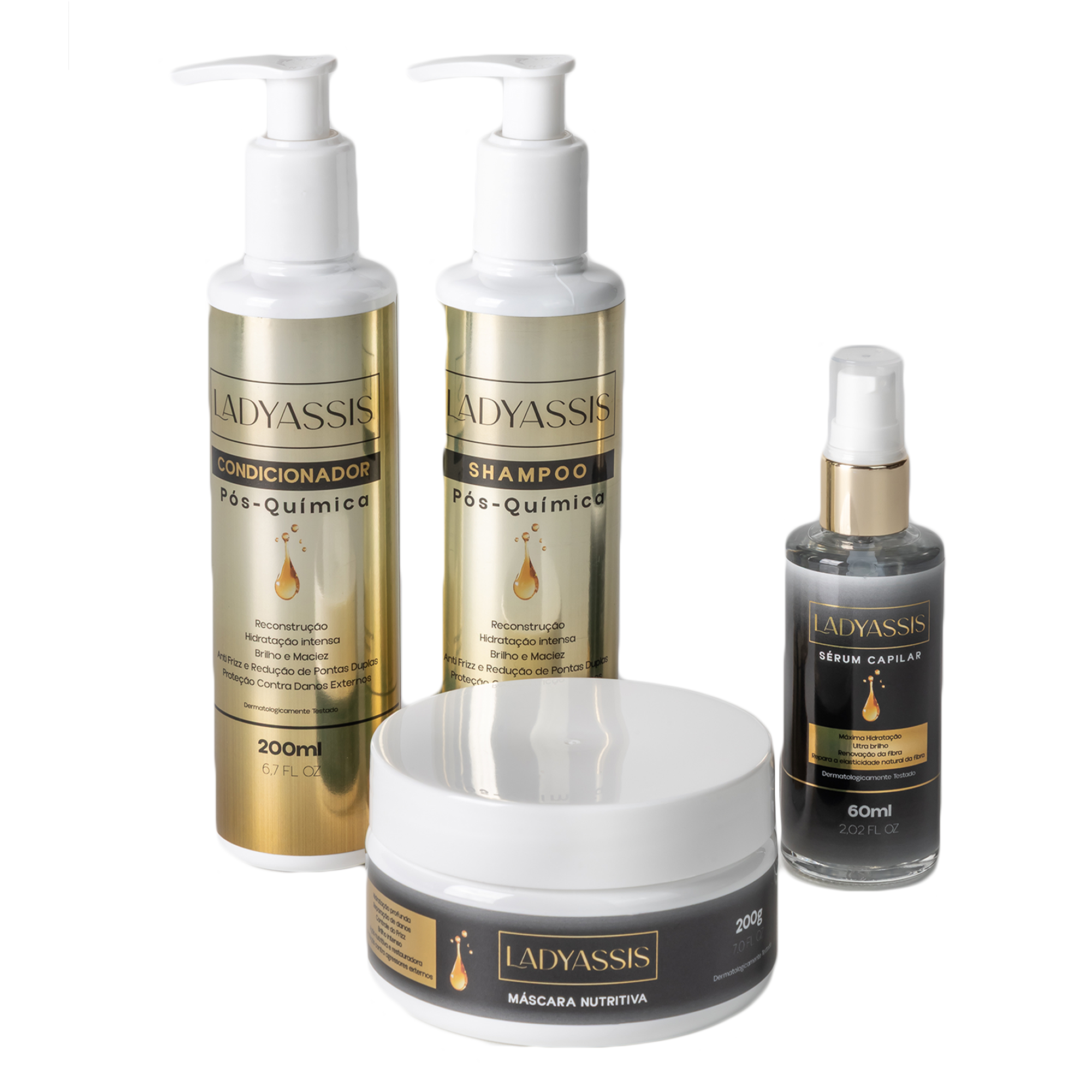 Kit Shampoo + Condicionador Pós-Química + Máscara + Sérum LadyAssis