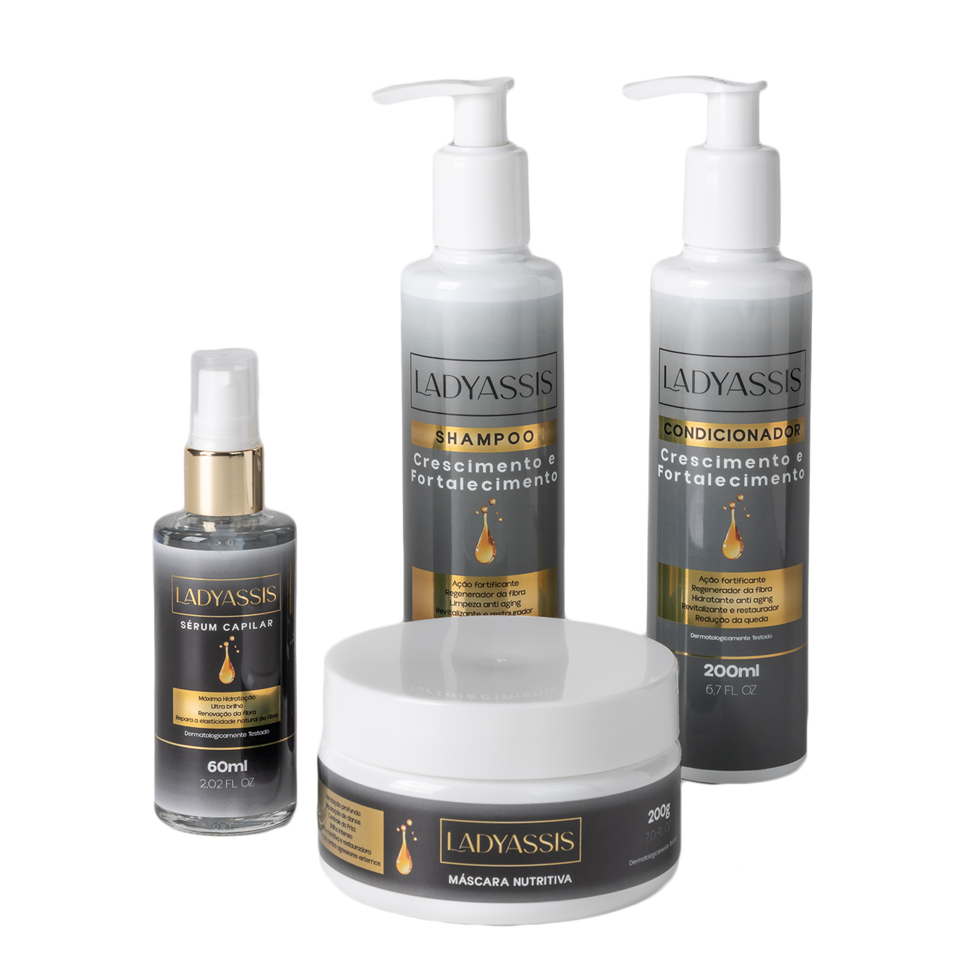 Kit Shampoo + Condicionador + Máscara + Sérum LadyAssis